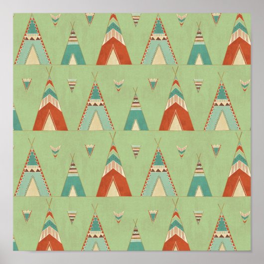 Southwest Geo Green Teepee Pattern Poster (Vorne)