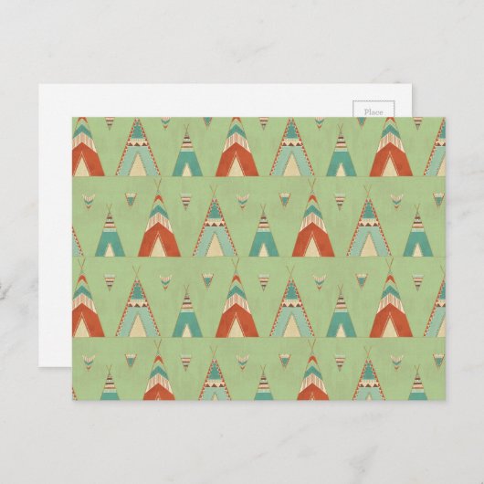 Southwest Geo Green Teepee Pattern Postkarte (Vorne/Hinten)