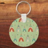 Southwest Geo Green Teepee Pattern Schlüsselanhänger (Vorderseite)