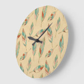 Southwest Geo Step | Coral Feather Pattern Große Wanduhr (Winkel)