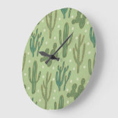 Southwest Geo Step | Green Cactus Pattern Große Wanduhr (Winkel)