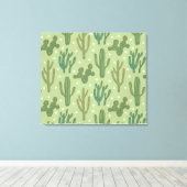 Southwest Geo Step | Grünes Kaktusmuster Leinwanddruck (Insitu (Holzboden))