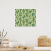 Southwest Geo Step | Grünes Kaktusmuster Poster (Küche)