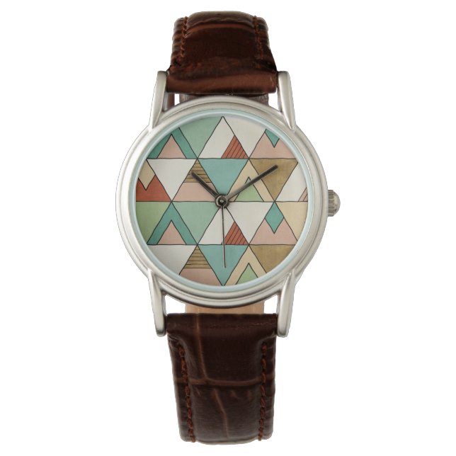 Southwest Geo Step | Handgezeichnetes Tribal-Muste Armbanduhr (Vorderseite)