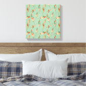 Southwest Geo Step | Muster der grünen Feder Leinwanddruck (Insitu (Schlafzimmer))