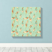 Southwest Geo Step | Muster der grünen Feder Leinwanddruck (Insitu (Holzboden))