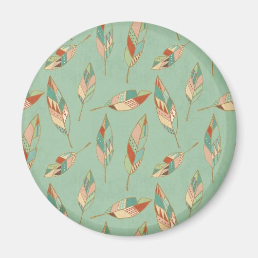 Southwest Geo Step | Muster der grünen Feder Magnet (Vorne)