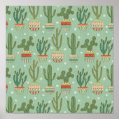 Southwest Geo Step | Potted Cactus Pattern Poster (Vorne)