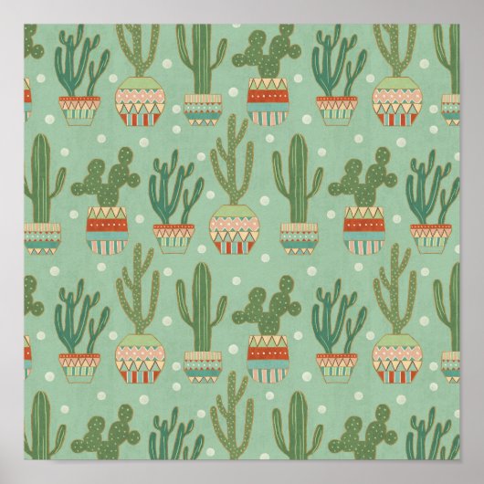 Southwest Geo Step | Potted Cactus Pattern Poster (Vorne)