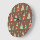 Southwest Geo Step | Teal Teepee Pattern Große Wanduhr (Winkel)