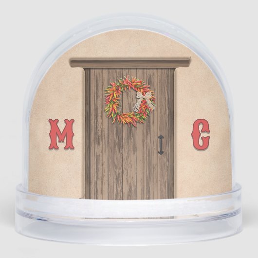 Southwest Holiday Chile Wreath Door Personalized Schneekugeln (Vorderseite)