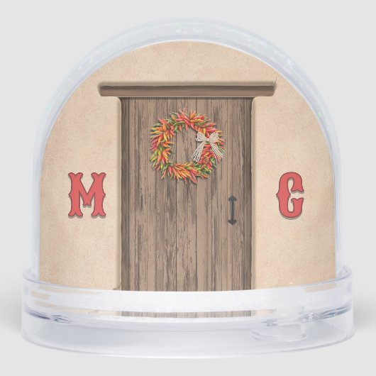 Southwest Holiday Chile Wreath Door Personalized Schneekugeln (Rückseite)