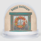 Southwest Holiday Chile Wreath Window Personalized Schneekugeln (Vorderseite)