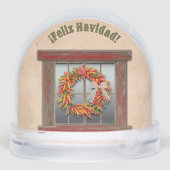 Southwest Holiday Chile Wreath Window Personalized Schneekugeln (Rückseite)