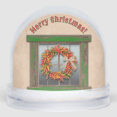 Southwest Holiday Chile Wreath Window Personalized Schneekugeln (Vorderseite)