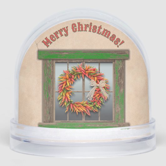 Southwest Holiday Chile Wreath Window Personalized Schneekugeln (Vorderseite)
