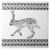 Southwest Jackrabbit Black & White Geometric Print Fliese (Vorderseite)