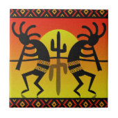 Southwest Kokopelli Cactus Tribal Design Fliese (Vorderseite)