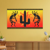 Southwest Kokopelli Cactus Tribal Design Leinwanddruck (Insitu (Wohnzimmer))
