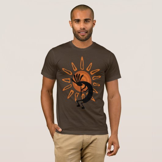 Southwest Kokopelli Desert Sun Brown Mens Tshirt (Vorne ganz)