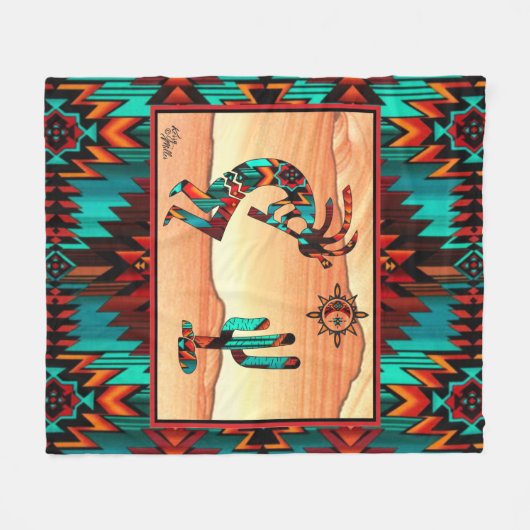 Southwest Kokopelli Fleece Blanket (Vorderseite (Horizontal))