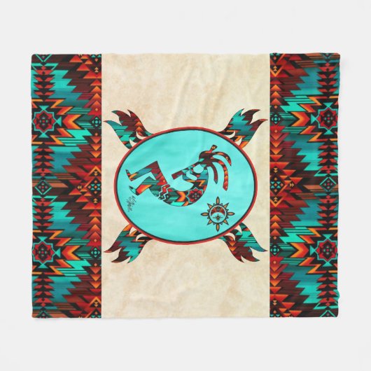 Southwest Kokopelli Fleece Blanket (Vorderseite (Horizontal))