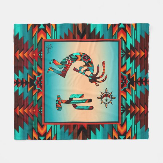 Southwest Kokopelli Fleece Blanket (Vorderseite (Horizontal))