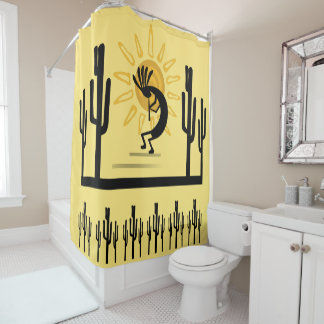 Southwest Kokopelli Golden Sun Duschvorhang