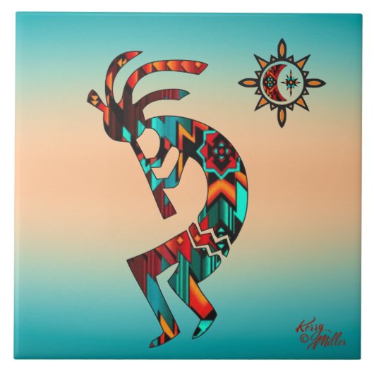 Southwest Kokopelli KERAMIK TILE Fliese (Vorderseite)