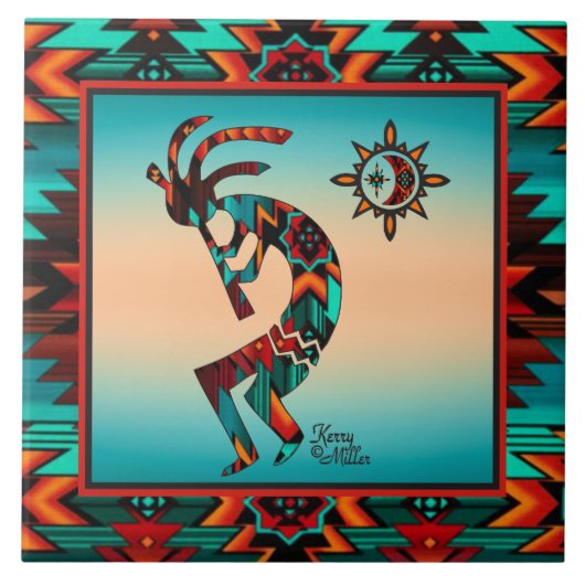 Southwest Kokopelli KERAMIK TILE Fliese (Vorderseite)