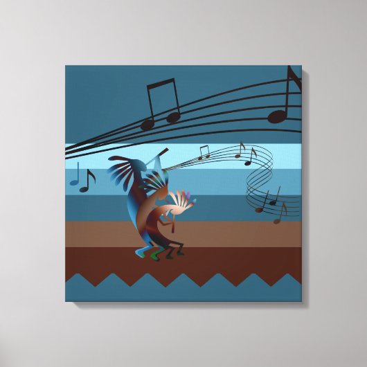 Southwest Kokopelli Music 20s Wrapped Canvas Print Leinwanddruck (Vorderseite)