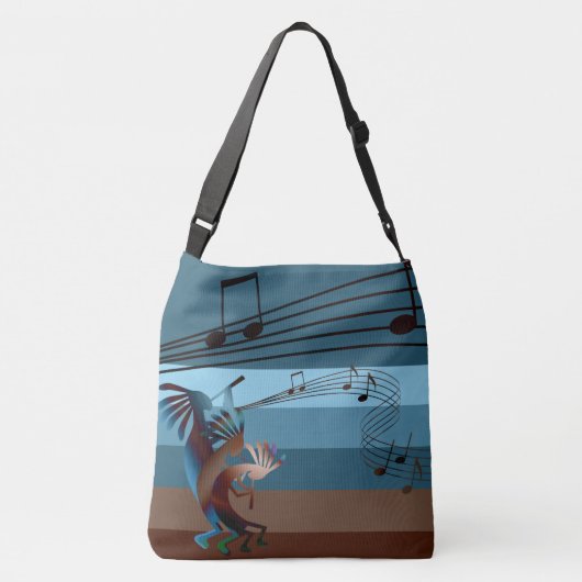 Southwest Kokopelli Music A-O-P Cross Body Tragetaschen Mit Langen Trägern (Rückseite)