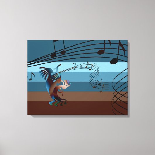 Southwest Kokopelli Music Wrapped Canvas Leinwanddruck (Vorderseite)