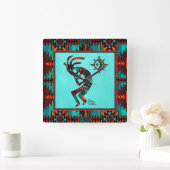 Southwest Kokopelli Square Wallclock Quadratische Wanduhr (Zuhause)