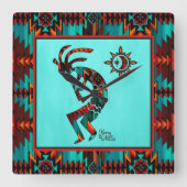 Southwest Kokopelli Square Wallclock Quadratische Wanduhr (Vorderseite)