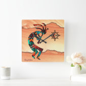 Southwest Kokopelli Square Wallclock Quadratische Wanduhr (Zuhause)