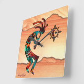 Southwest Kokopelli Square Wallclock Quadratische Wanduhr (Winkel)