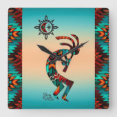 Southwest Kokopelli Square Wallclock Quadratische Wanduhr (Vorderseite)