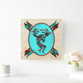 Southwest Kokopelli Square Wallclock Quadratische Wanduhr (Zuhause)