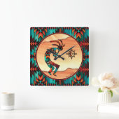 Southwest Kokopelli Square Wallclock Quadratische Wanduhr (Zuhause)
