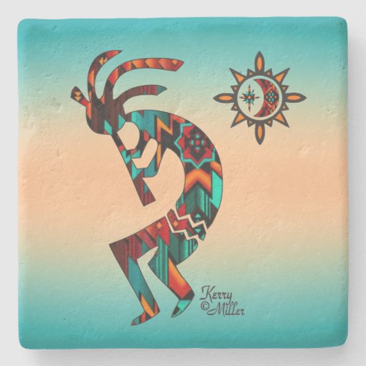 Southwest Kokopelli Stone Untersetzer (Vorderseite)