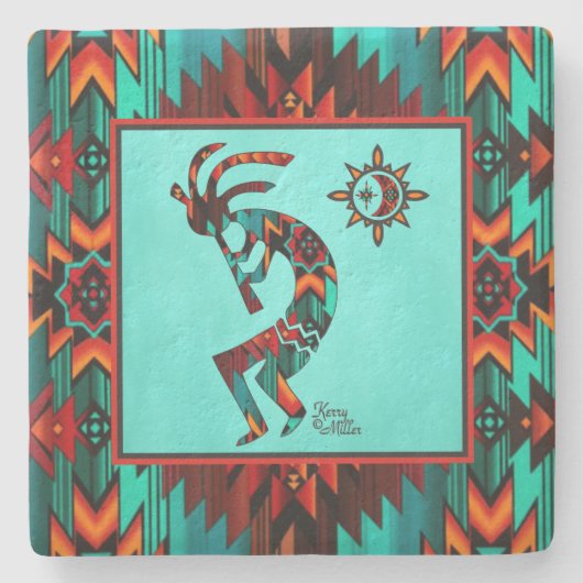 Southwest Kokopelli Stone Untersetzer (Vorderseite)