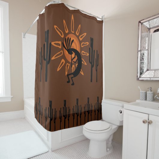 Southwest Kokopelli Sun Rustic Duschvorhang (Beispiel)