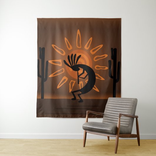 Southwest Kokopelli Sun Rustic XL Tapestry Wandteppich (Beispiel)