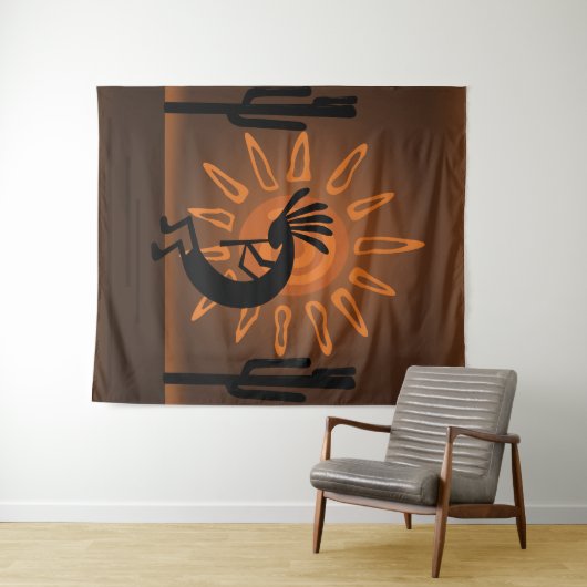 Southwest Kokopelli Sun Rustic XL Tapestry Wandteppich (Beispiel (Horizontal))