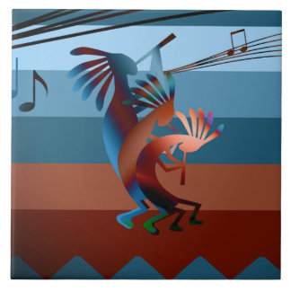 Southwest Kokopelli Sunset Music Large Tile Fliese