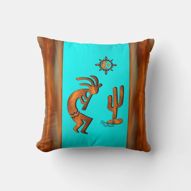 Southwest Kokopelli Throw Pillow Kissen (Vorderseite)