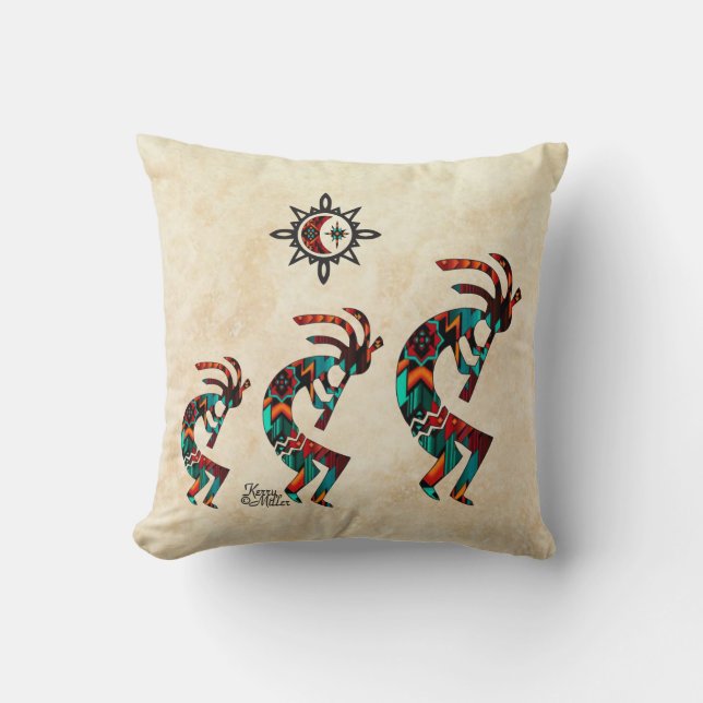 Southwest Kokopelli Throw Pillow Kissen (Vorderseite)