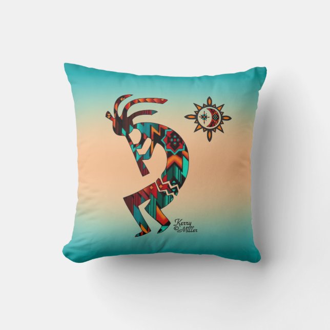 Southwest Kokopelli Throw Pillow Kissen (Vorderseite)