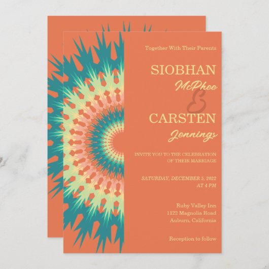 Southwest Mandala Wedding Einladung (Vorne/Hinten)